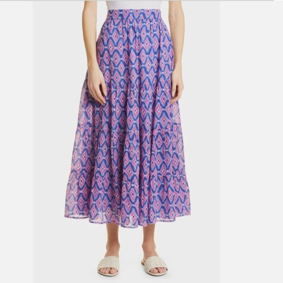 Banjanan Maxi Skirt Size XS Purple Print 100% Cotton Agatha Pocket ANTHROPOLOGIE - Picture 1 of 9
